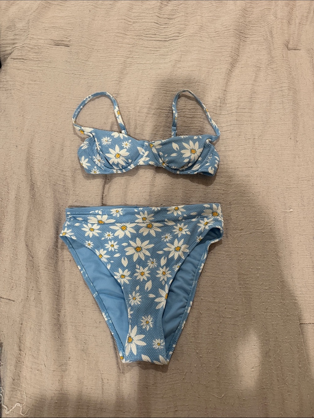 Xhilaration Blue Daisy Print Two-Piece Bikini
